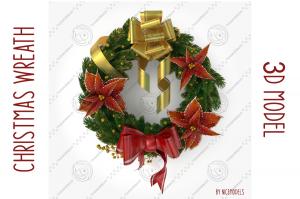modern christmas wreath 3d model turbosquid