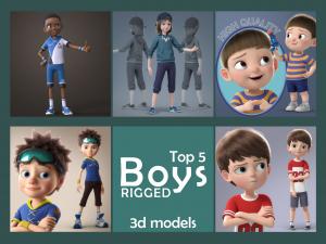 top 5 cartoon boys rigged 3d models