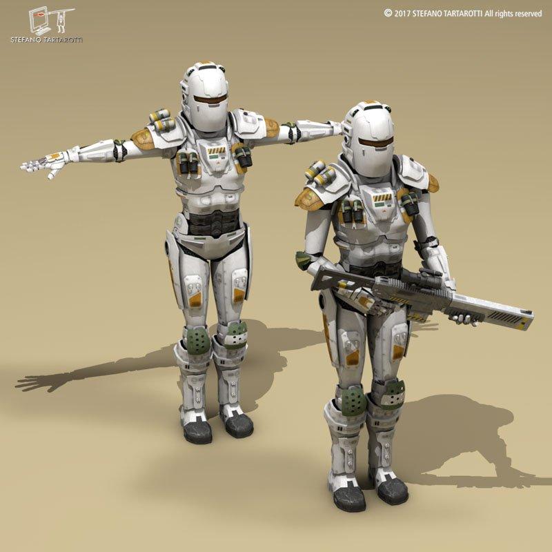 Sci Fi Female Armoured Soldier 3d Model Best Of 3d Models