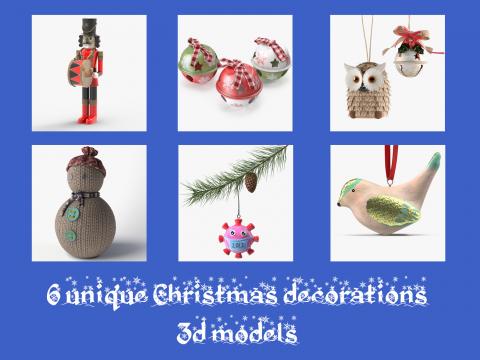 different christmas decor 3d models
