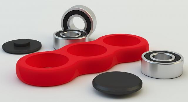 3d model of a red hand spinner