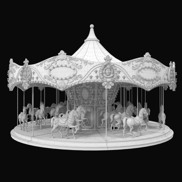 carousel ride fun park 3ds max 3d model turbosquid