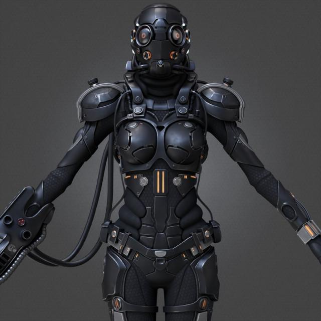 scifi female cyborg 3d model turbosquid