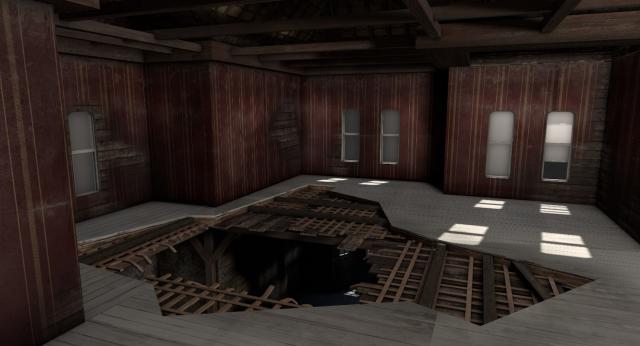 3d model broken floor in old house