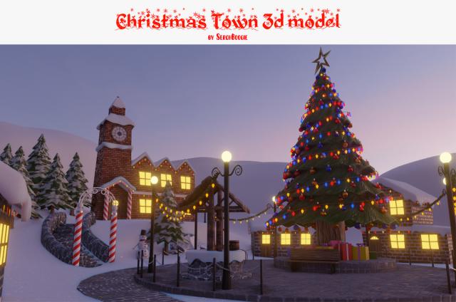 christmas town 3d model turbosquid