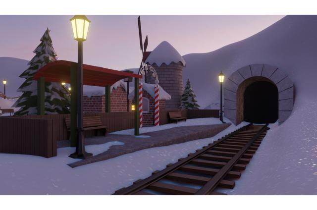town with snow 3d model turbosquid