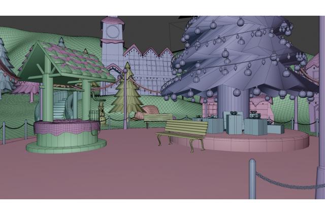 plaza christmas mood 3d model turbosquid