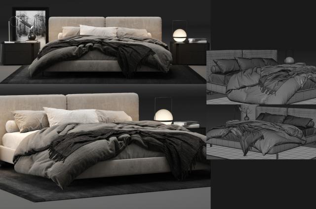 Minotti Tatlin Bed 3d model turbosquid