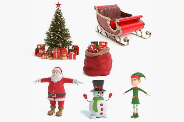 christmas collection 3d models turbosquid