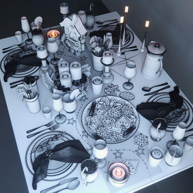 christmas table decor 3d model turbosquid