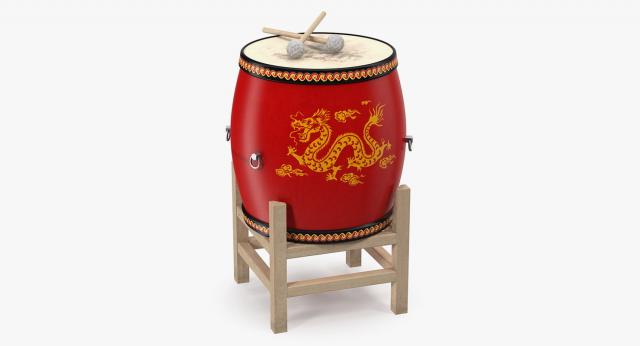 chinese drum 3d model turbosquid