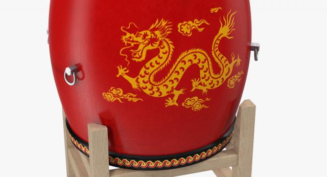 red drum body decorated with Chinese zodiac dragon 3d model turbosquid