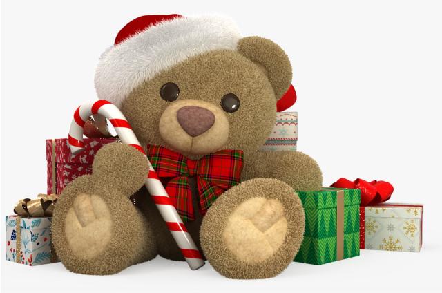xmas teddy bear with gifts 3d model turbosquid