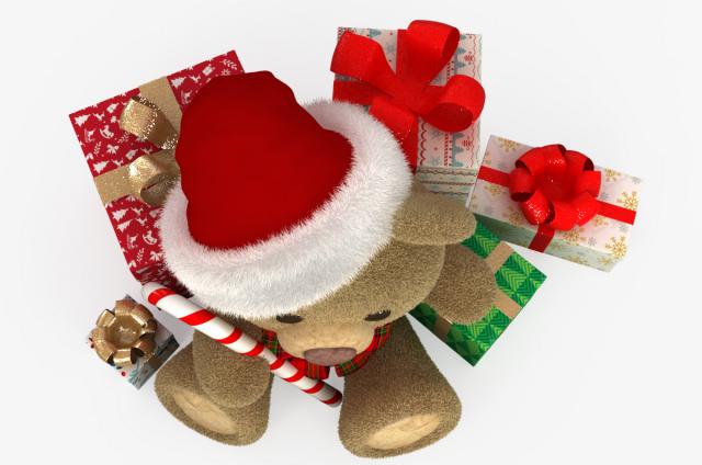 teddy bear with santa hat and gifts 3d model turbosquid