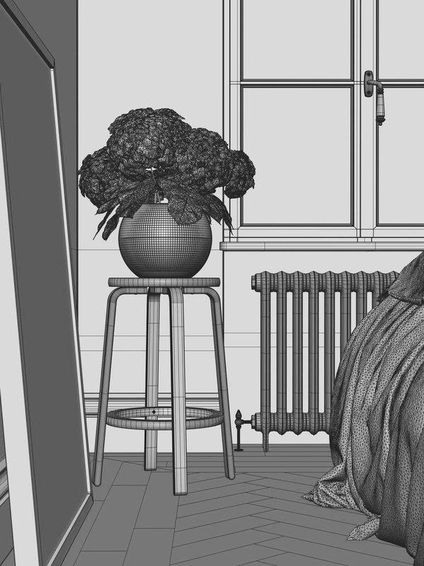 flat in paris 3d model vray turbosquid