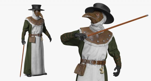 plague doctor with cane 3d model turbosquid
