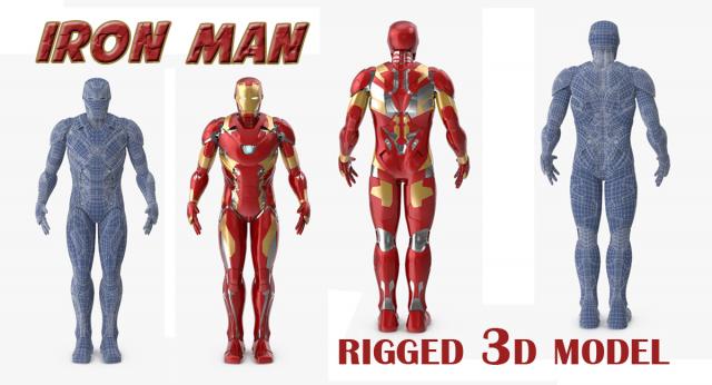 iron man with suit rigged 3d model turbosquid