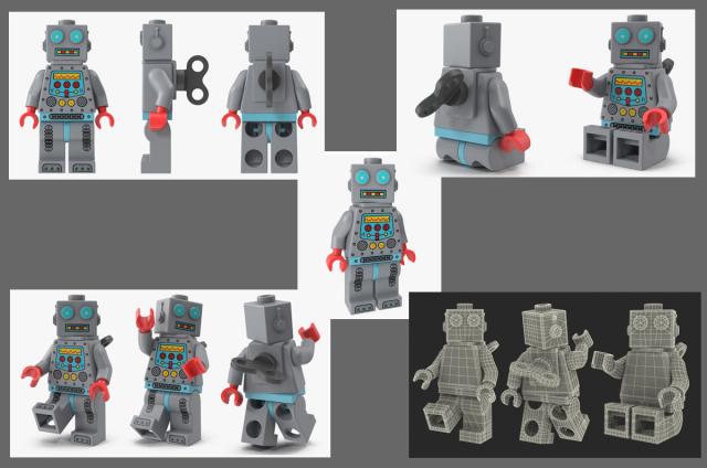 Lego Robot Minifigure 3d model