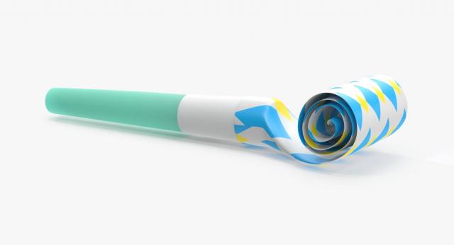 blue party horn 3d model turbosquid