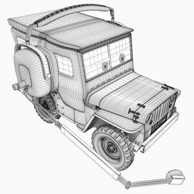 3d model of Sarge from Cars2 movie