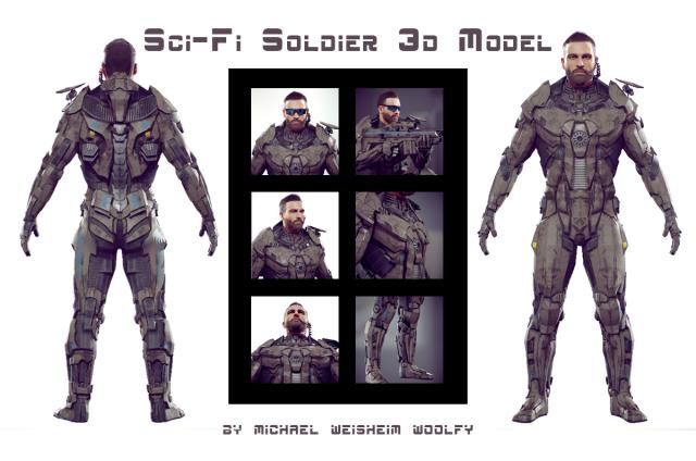 sci-fi soldier unreal unity 3d model turbosquid