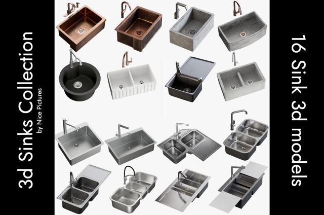 3d sinks collection turbosquid