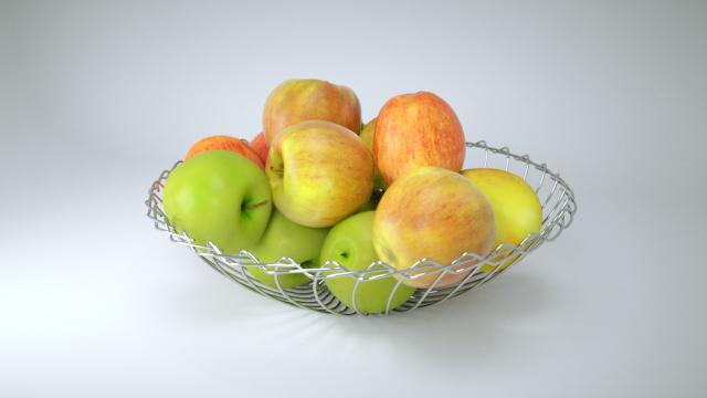 apples in a metal bowl 3d model vizpark