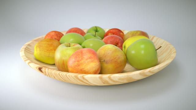 apples in a wooden plate 3d model vizpark