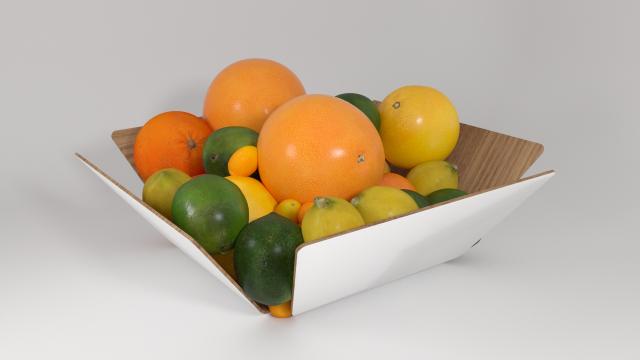 fruits in a wooden bowl 3d model vizpark