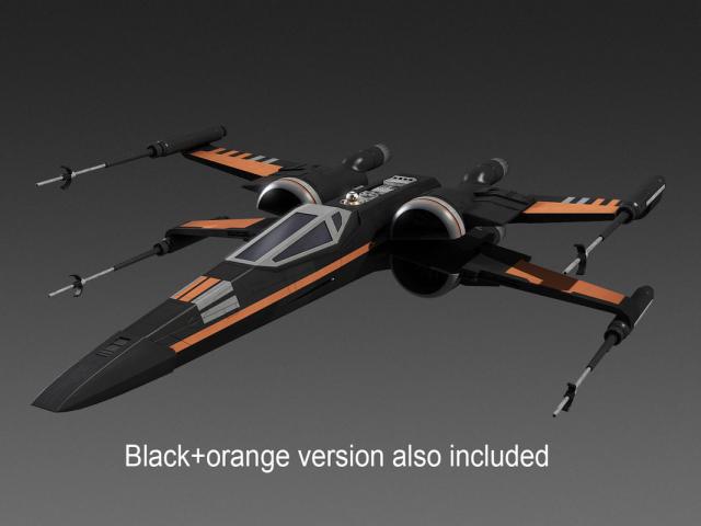 black and orange spaceship 3d model turbosquid X-wing spacecraft star wars 3d model turbosquid