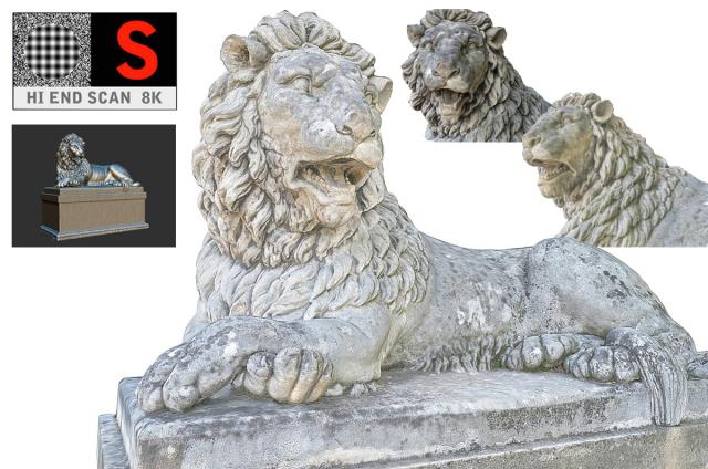 mythical lion statue scanned 3d model turbosquid