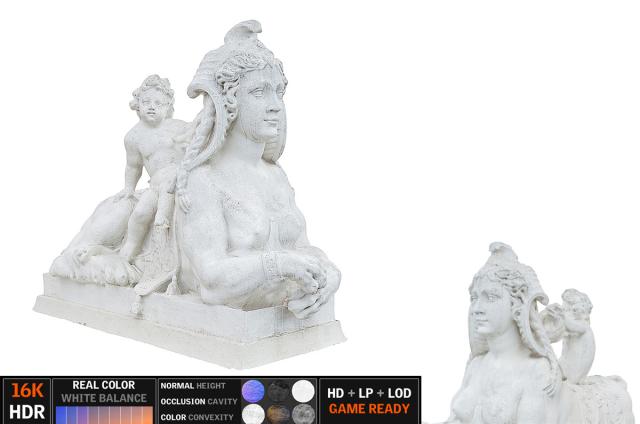 sphinx with child statue scanned 3d model turbosquid