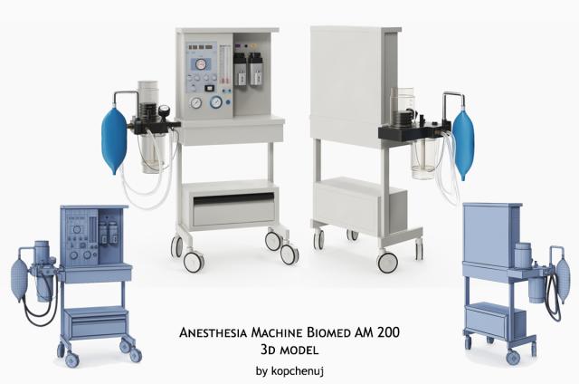 anesthesia machine biomed am 200 3d model turbosquid