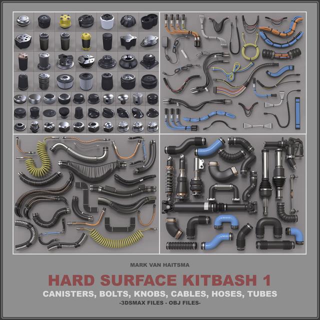 hard surface kitbash 3d collection cubebrush