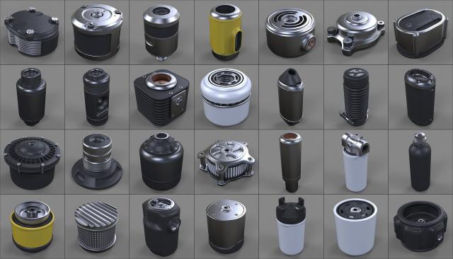 canisters, bolts and knobs 3d model collection cubebrush