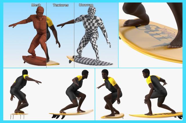 3d black man doing water sports