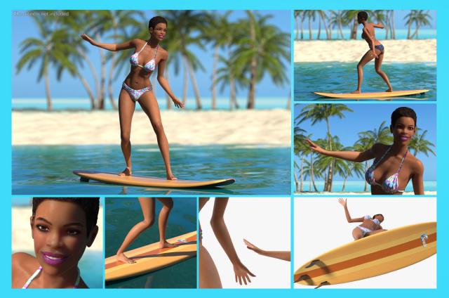 black woman doing warter sports 3d model