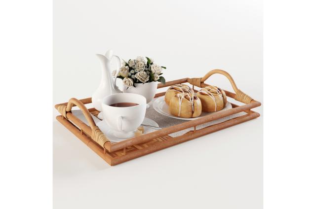 morning meal on the tray 3d model turbosquid