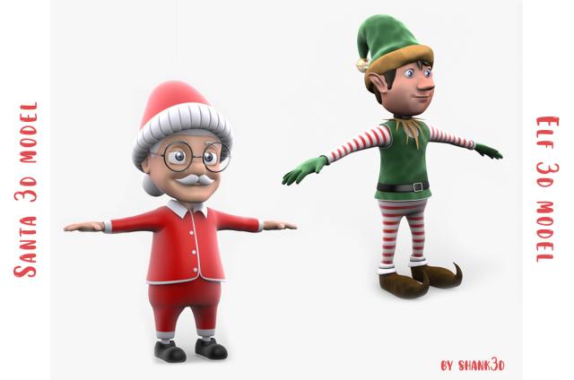 christmas cartoon collection 3d models turbosquid