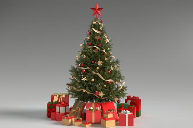 christmas tree decorated with presents 3d model turbosquid