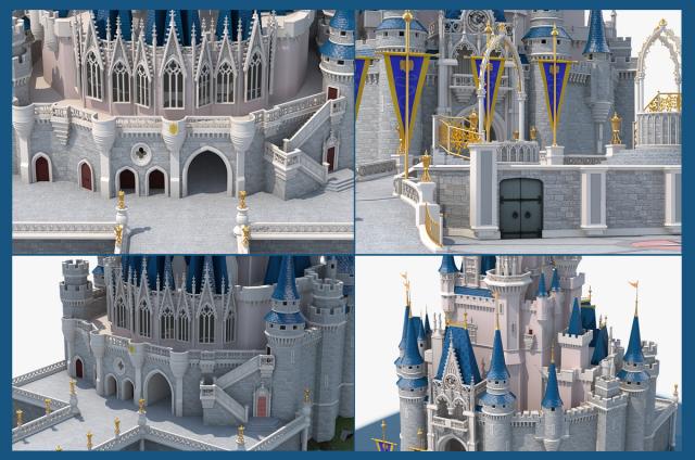 Cinderella Castle 3d model close up
