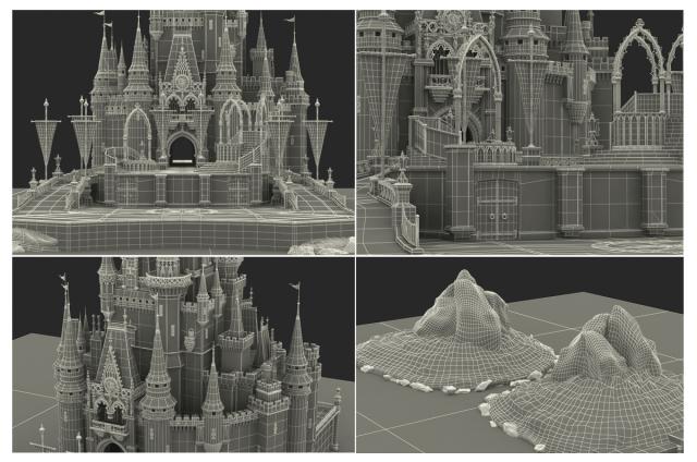 Cinderella Castle wireframe 3d model