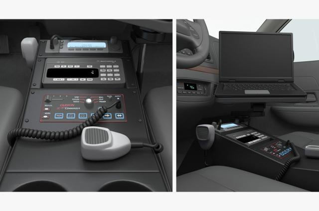 radio, laptop inside a police car 3d model