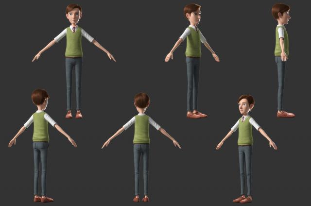 full body cartoon man rigged 3d model turbosquid