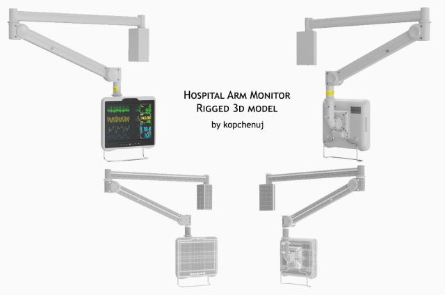 hospital arm monitor rigged 3d model turbosquid
