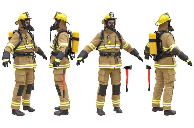 firefighter with suit and axe 3d model turbosquid