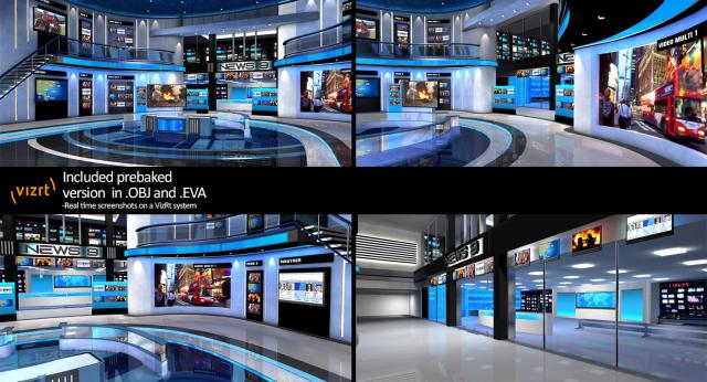 tv channel news studio 3d model 3d model of news studio