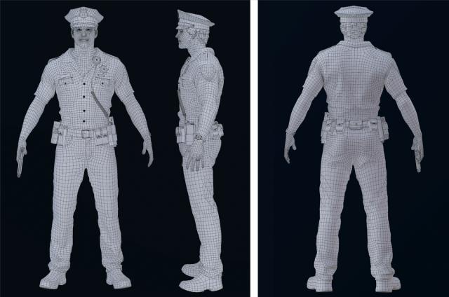 human male character law 3d model rigged