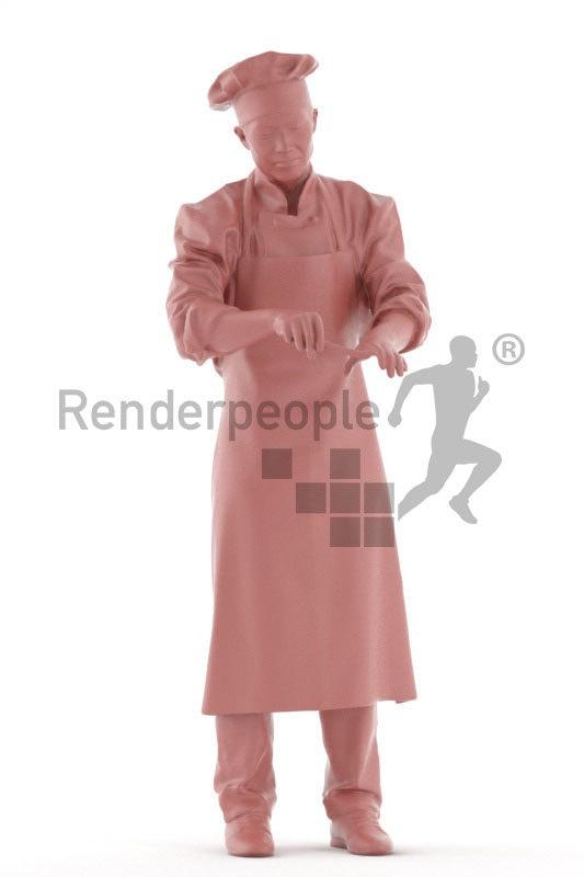 chef man posed 3d model renderpeople