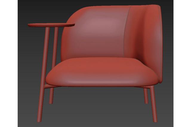 armchair with curved backrest bross 3d model
